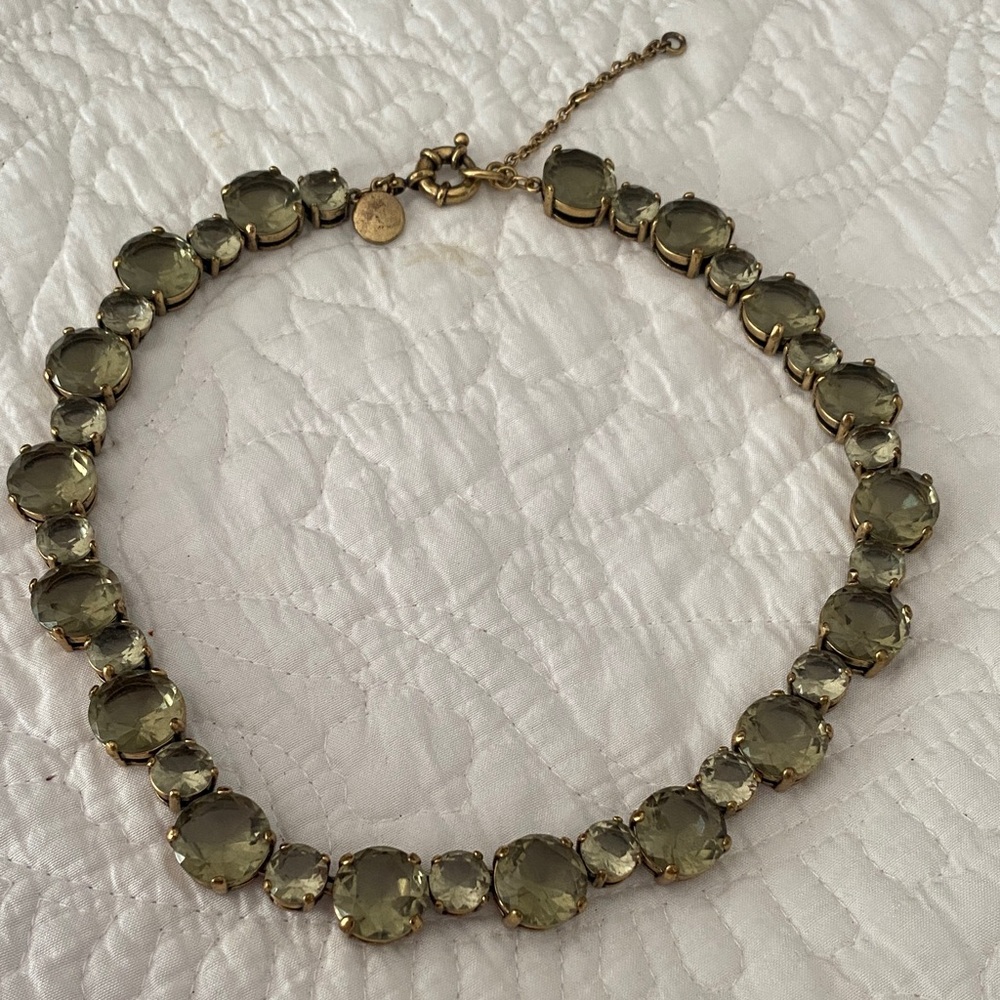 J. Crew Gold Necklace with Green Stones